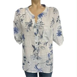 Cherish NwT White and Blue Floral Blouse Size M